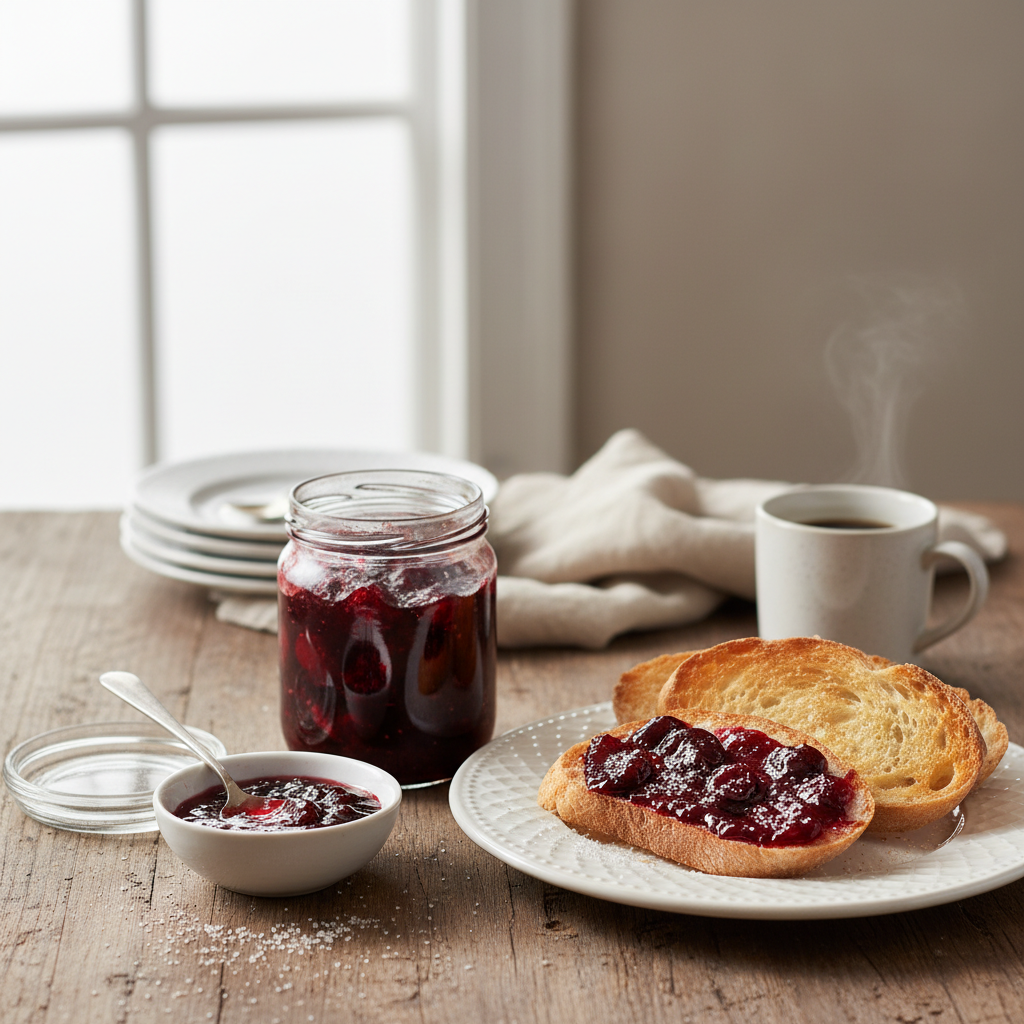 Photo de Recette de confiture de cerises noires au sucre de canne