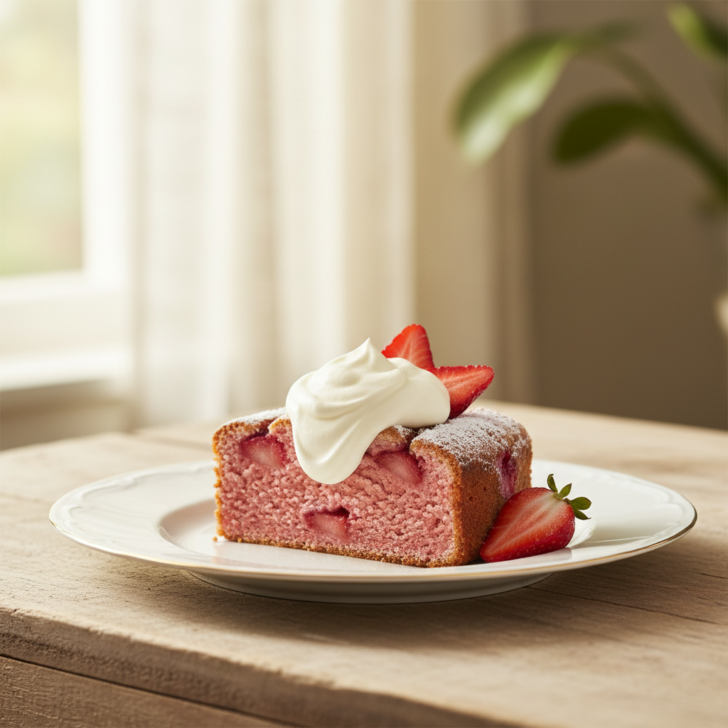 Photo de Recette de gâteau aux fraises fondant et sa crème