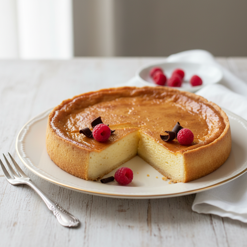 Photo de Recette de la tarte au flan pâtissier onctueuse