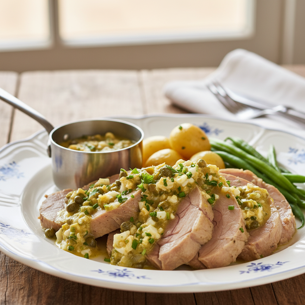 Photo de Recette de la tête de veau sauce gribiche traditionnelle