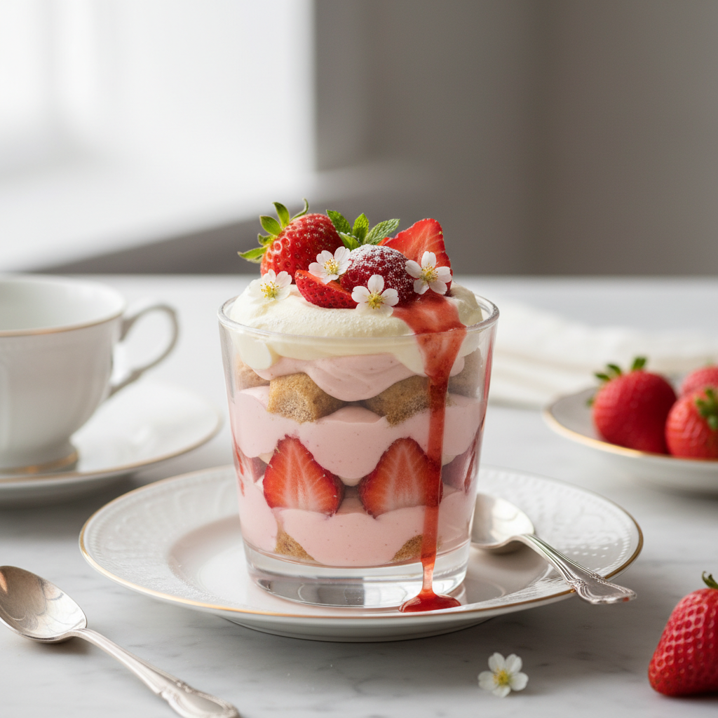 Photo de Recette de tiramisu fraise onctueux et fondant