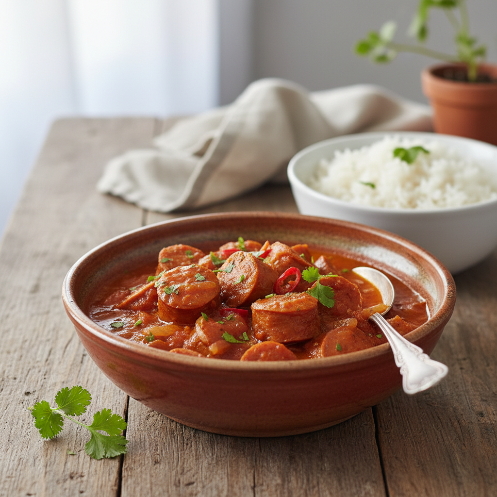 Photo de Recette du rougail saucisses traditionnel de la Réunion