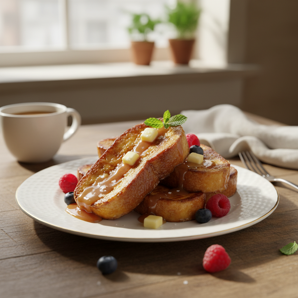 Photo de Recette du pain perdu caramélisé au beurre demi-sel