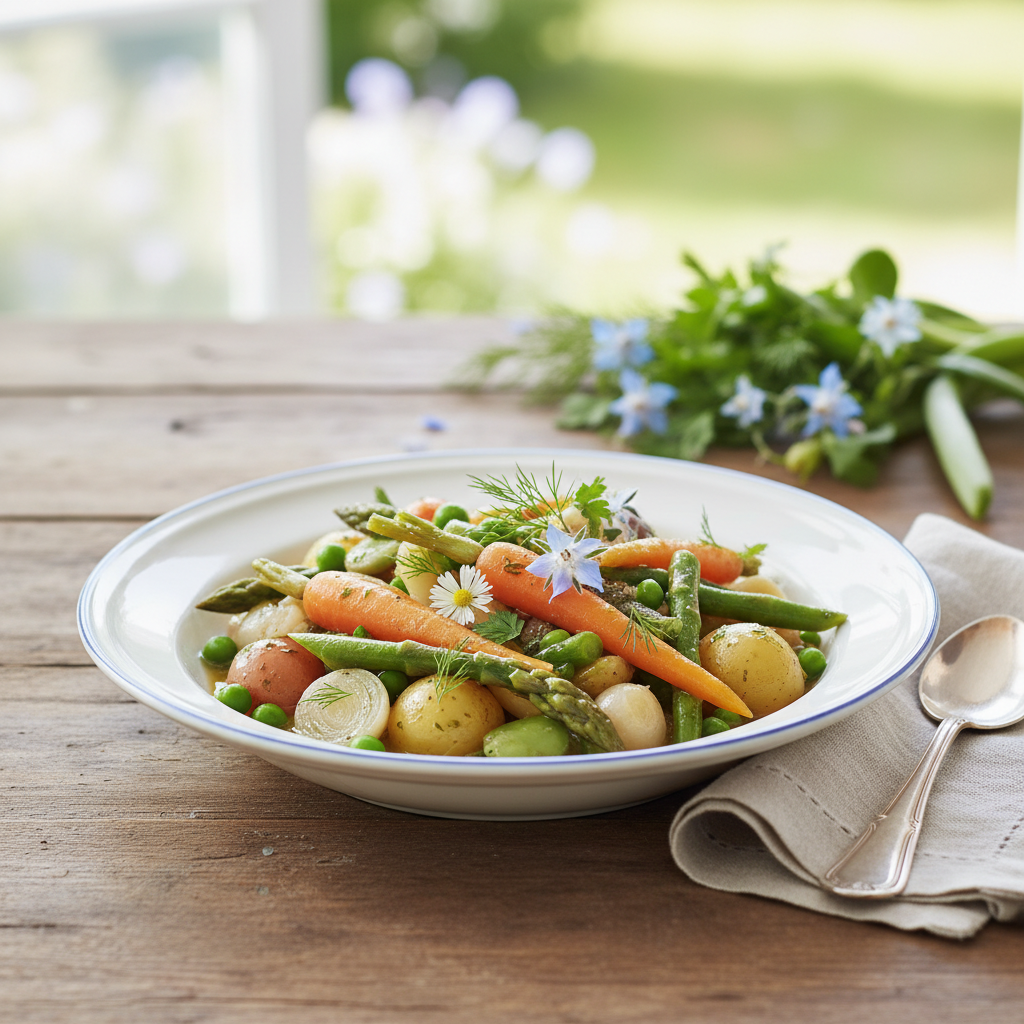 Photo de Recette de jardinière de légumes printanière à l'étouffée
