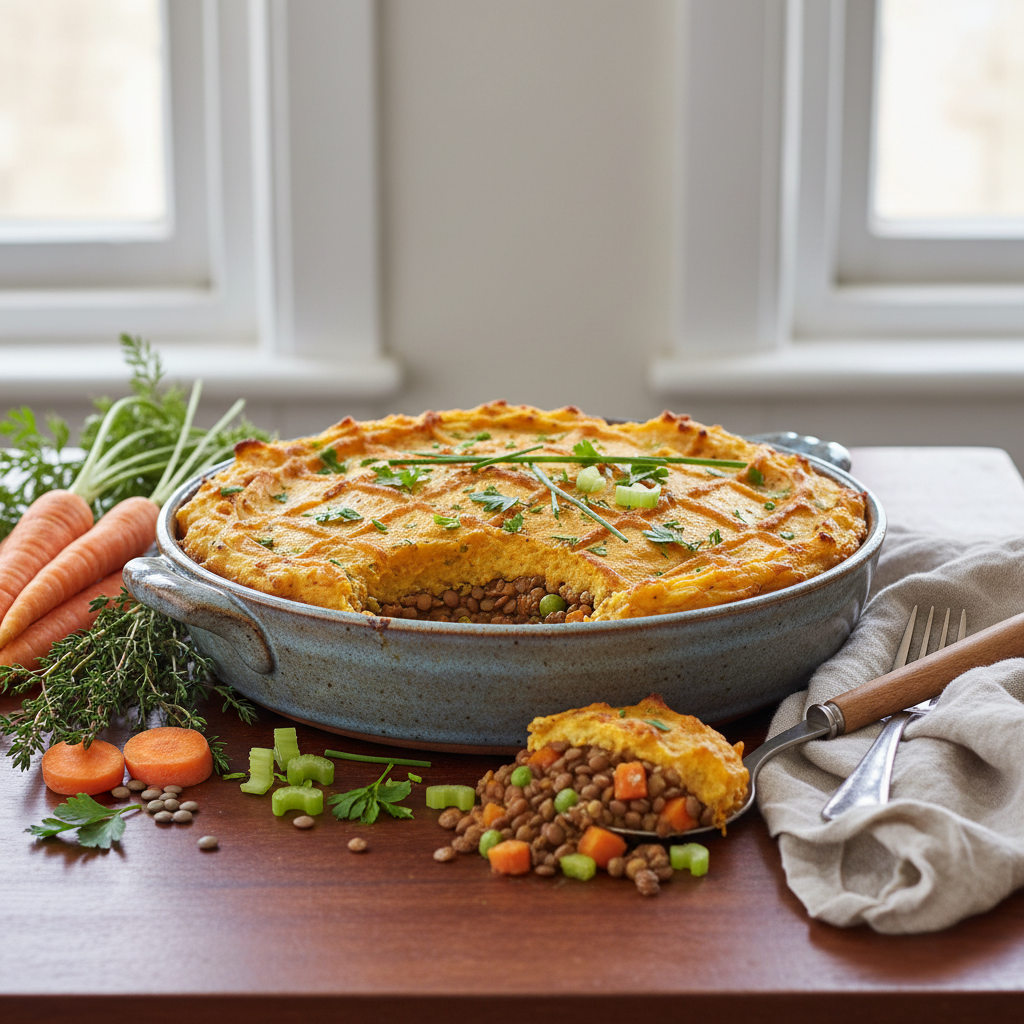 Photo de Recette du hachis parmentier vegan aux lentilles brunes