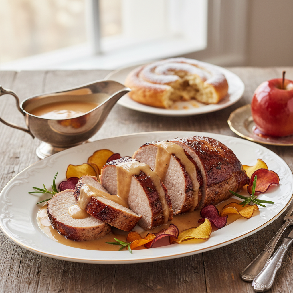 Photo de Recette de rôti de porc moelleux et sa sauce onctueuse