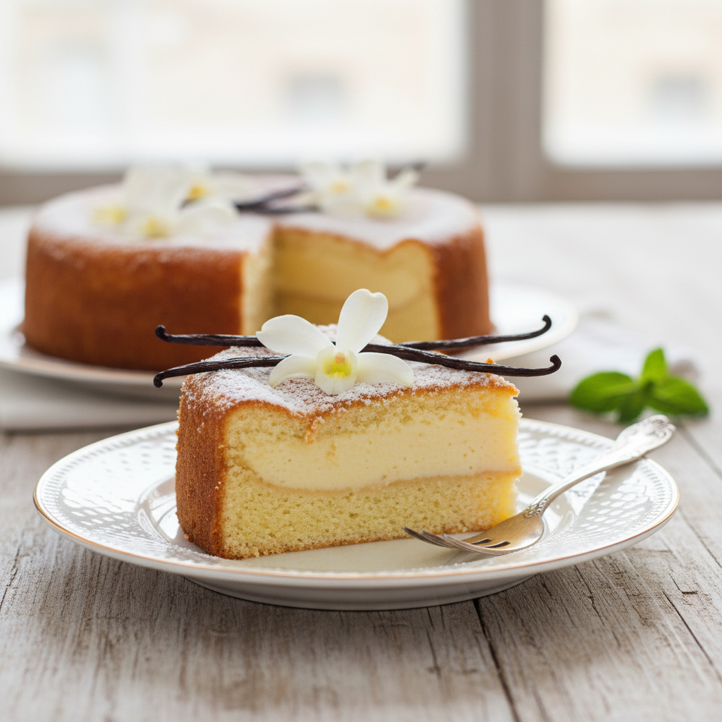 Photo de Recette du gâteau magique à la vanille onctueux