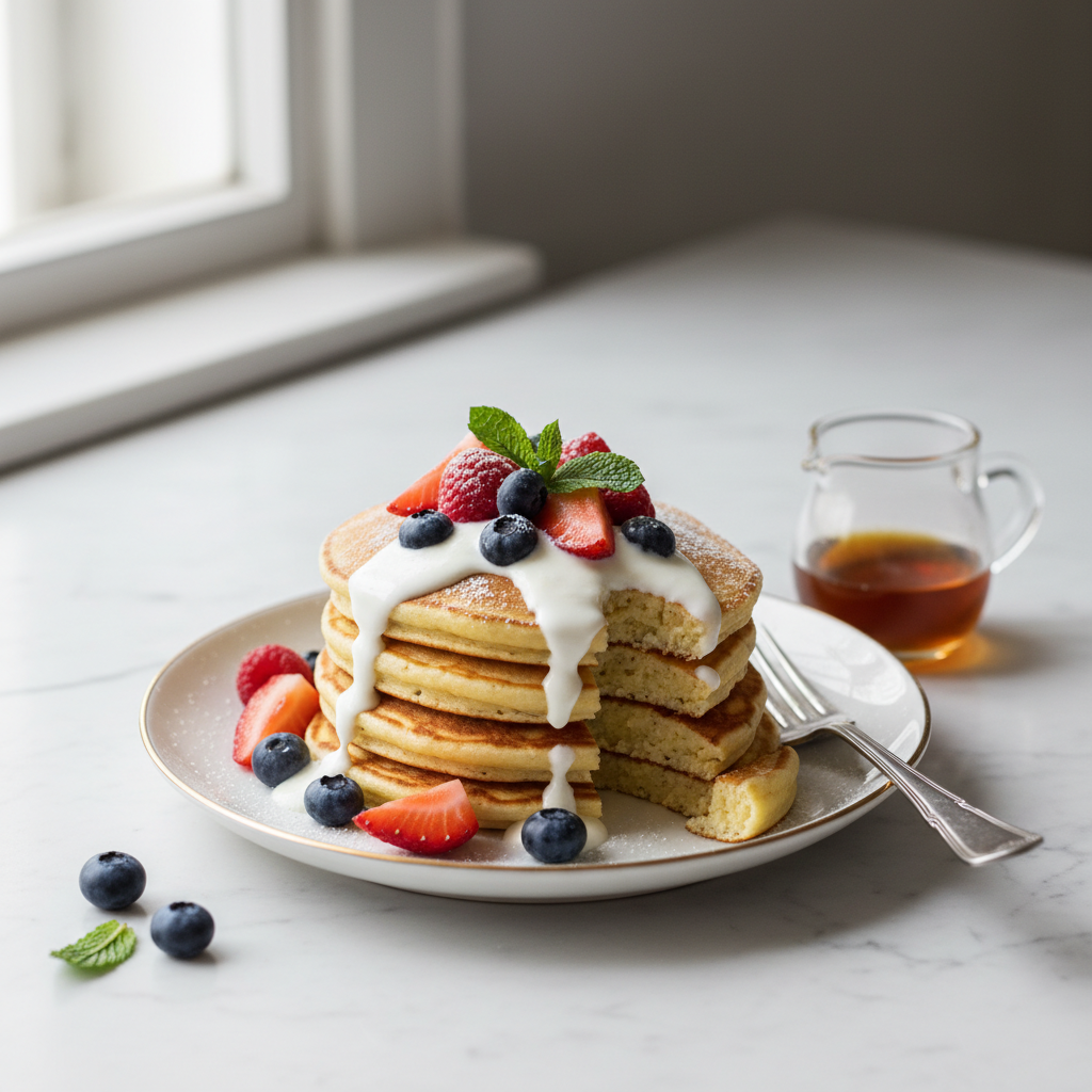 Photo de Recette de pancakes sans beurre au yaourt onctueux