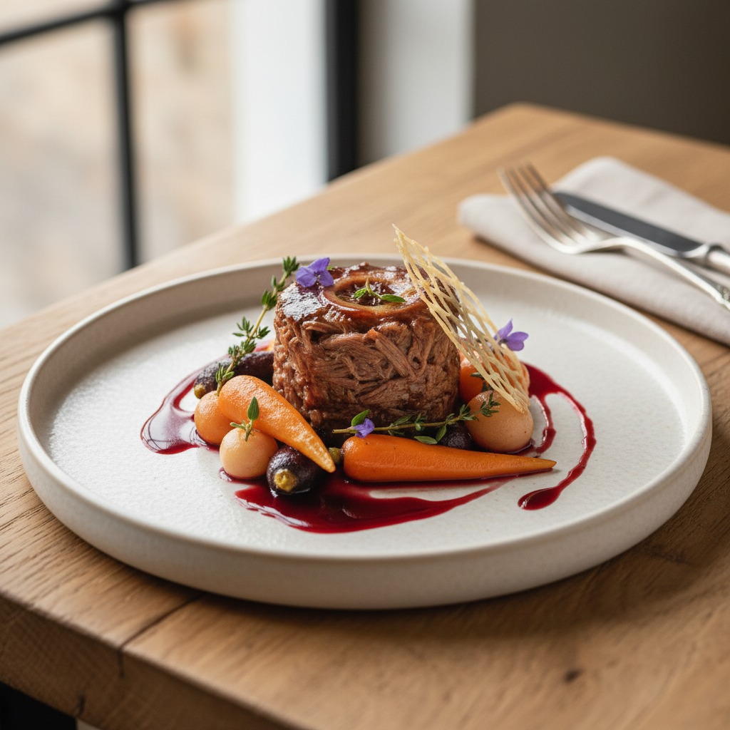 Photo de Recette de joue de boeuf fondante aux carottes et vin rouge