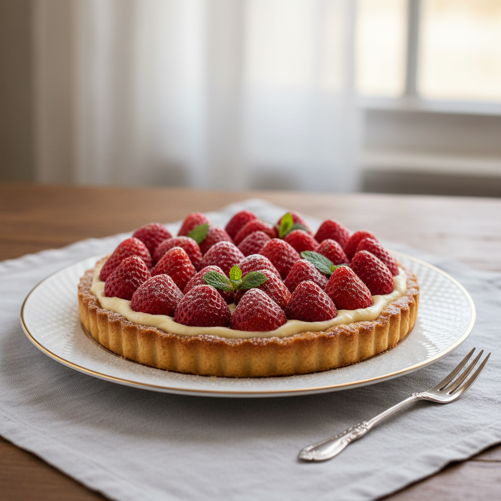 Photo de Recette de la tarte aux fraises classique et croustillante