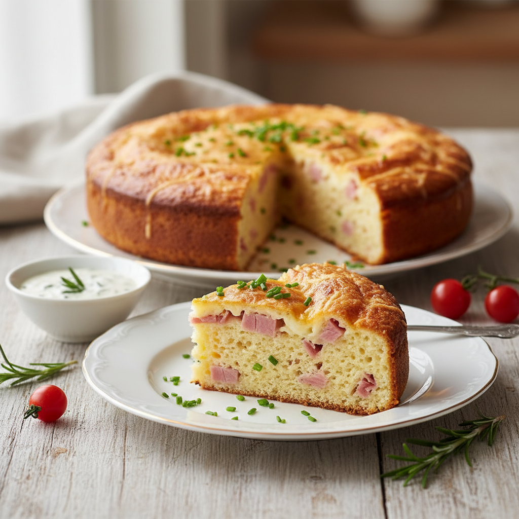 Photo de Recette de cake jambon fromage moelleux et inratable