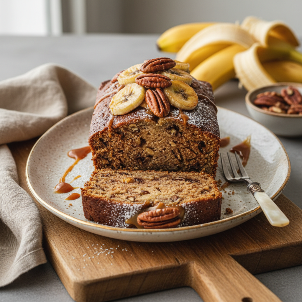Photo de Recette de cake aux bananes extra fondant et noix de pécan