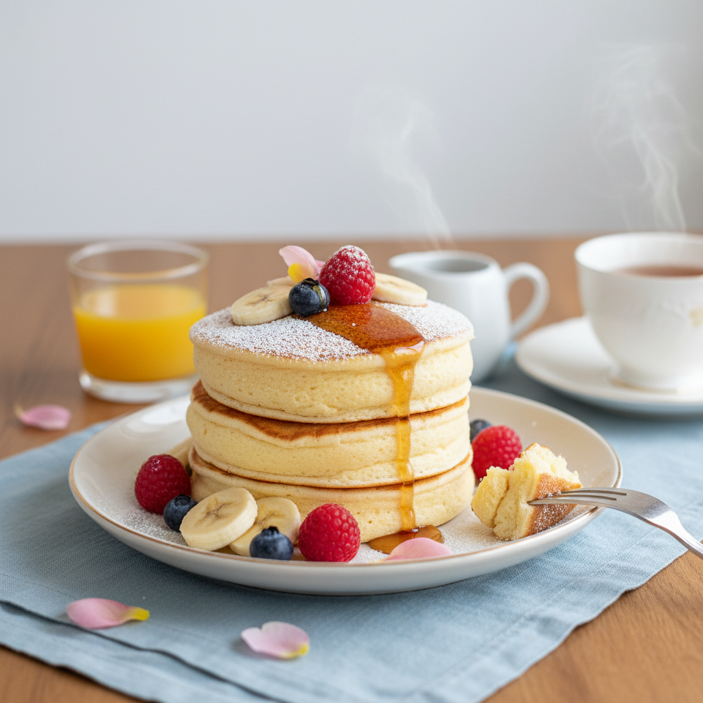 Photo de Recette de pancakes aériens pour un petit-déjeuner réussi