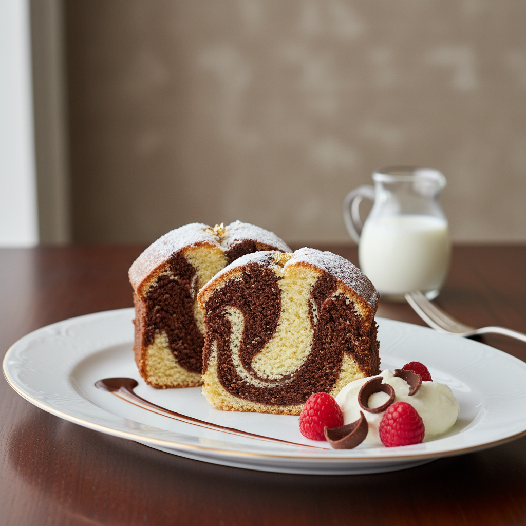 Photo de Recette du cake marbré chocolat vanille ultra moelleux