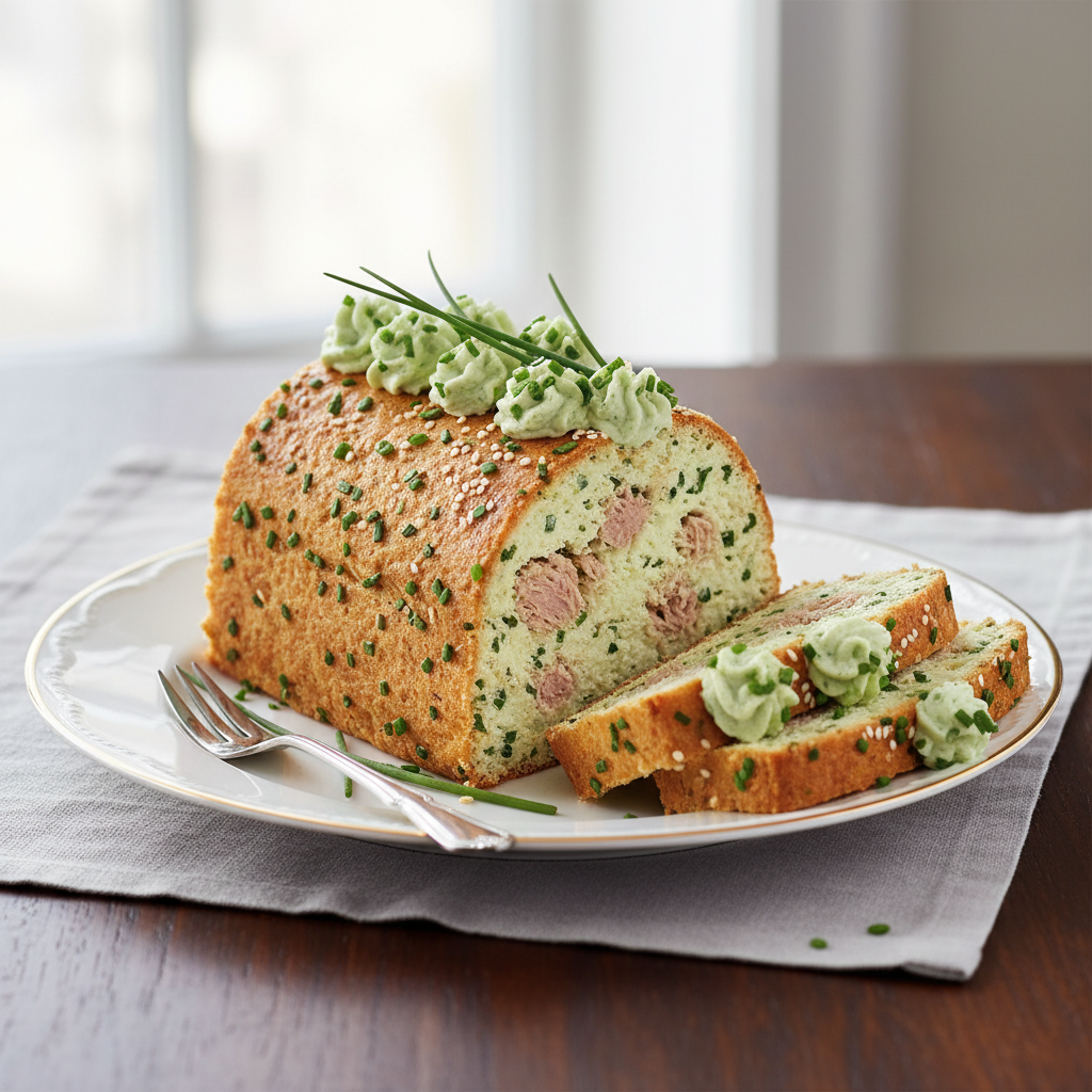 Photo de Recette du cake au thon et à la ciboulette façon traiteur