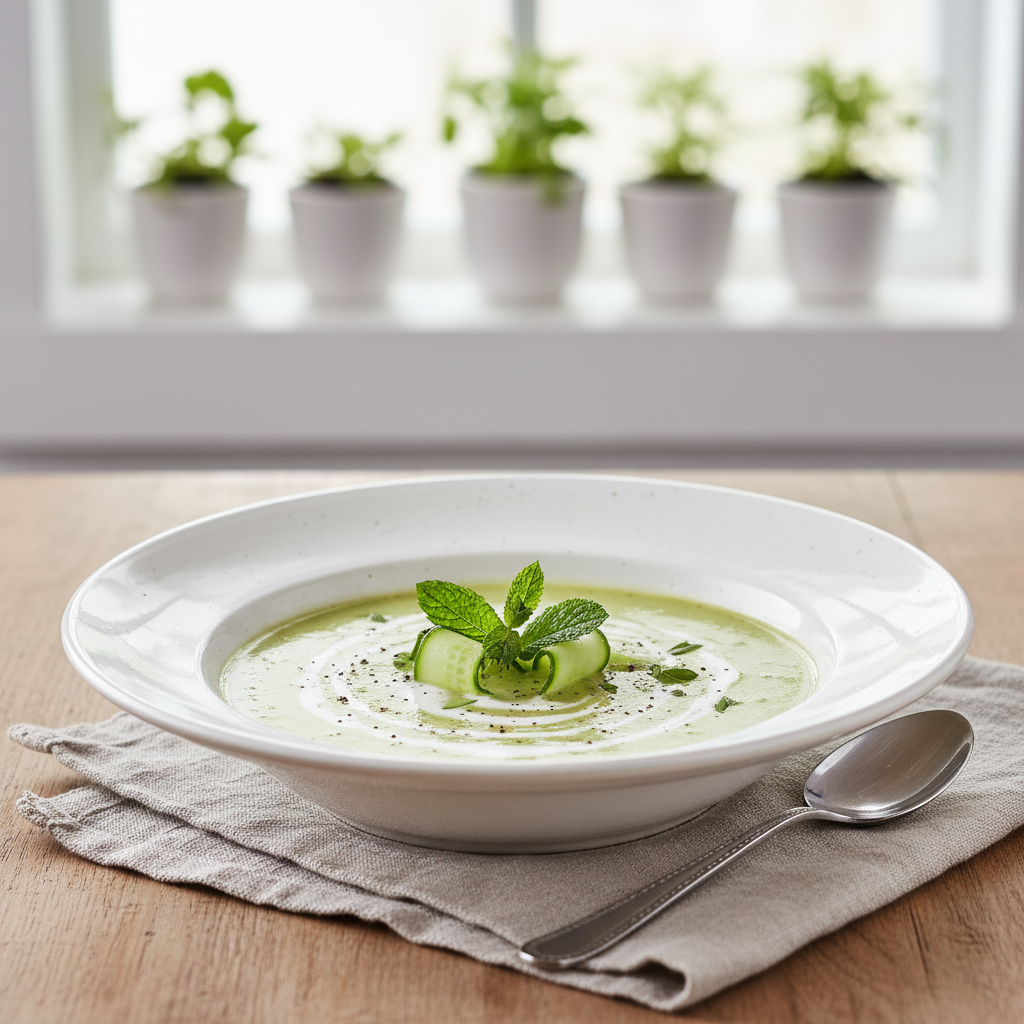 Photo de Recette de gaspacho de concombre à la menthe fraîche