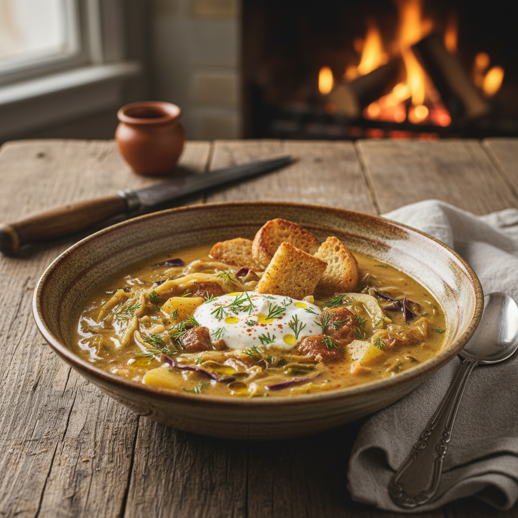 Photo de Recette de soupe aux choux rustique et authentique