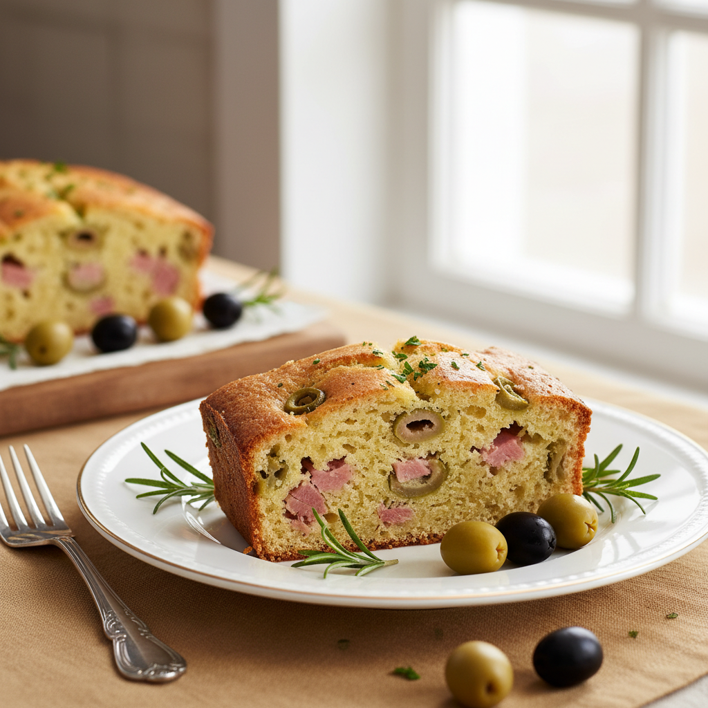 Photo de Recette de cake aux olives et jambon moelleux traditionnel
