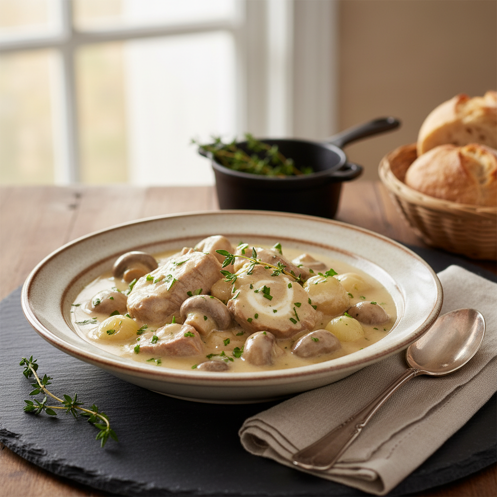 Photo de Recette de la blanquette de veau à l'ancienne et crémeuse
