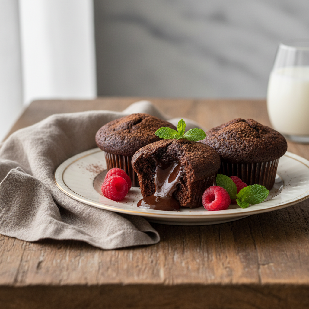 Photo de Recette de muffins intenses au chocolat et cœur tendre
