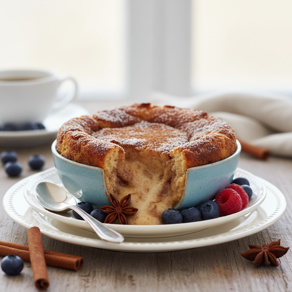 Photo de Recette de pudding de mie de pain fondant à la cannelle