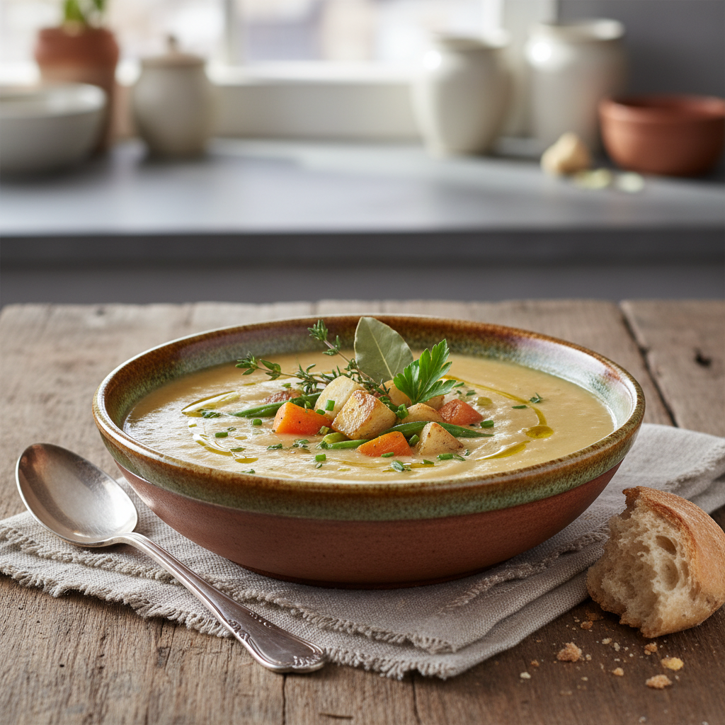 Photo de Recette de la soupe paysanne aux légumes du potager