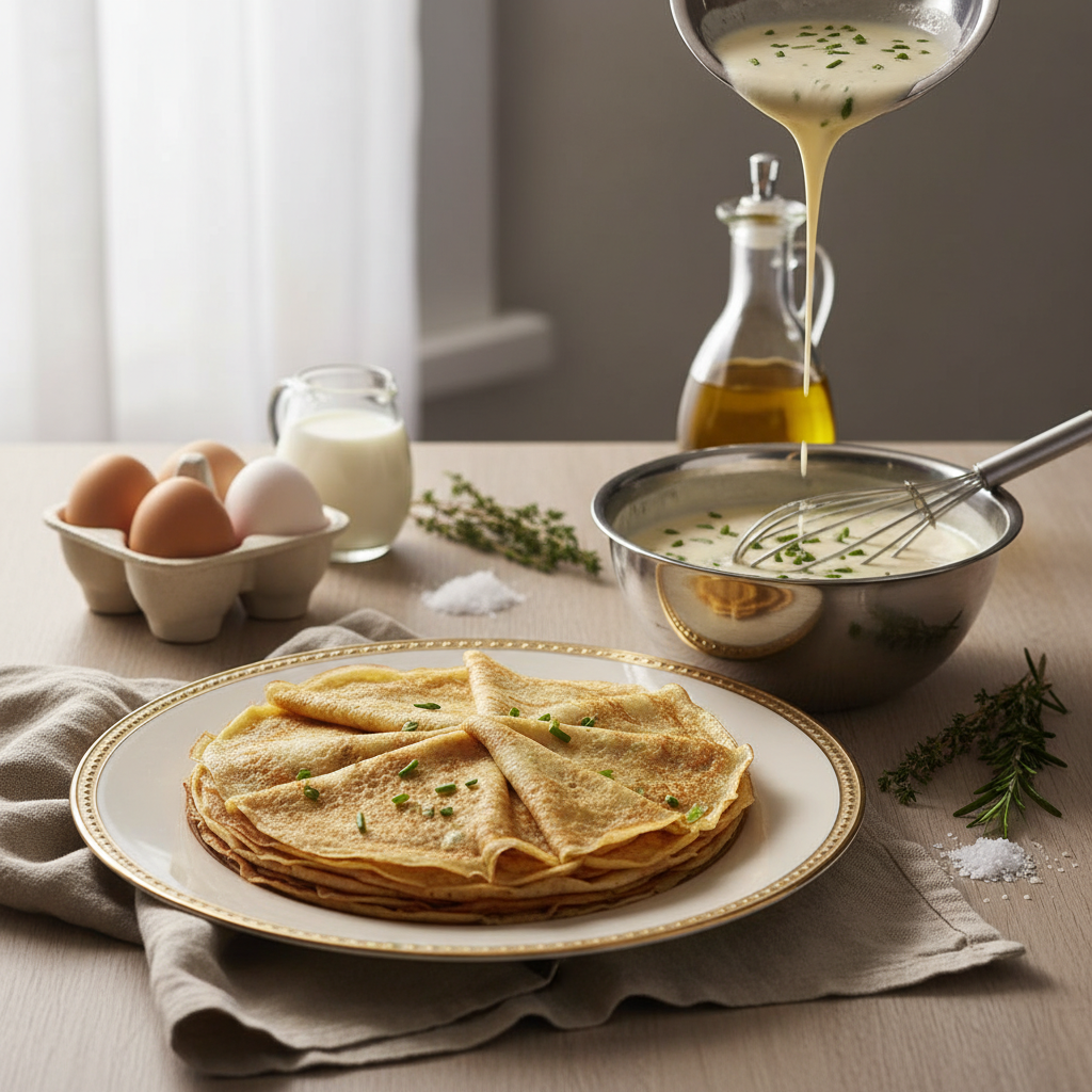 Photo de Recette de pâte à crêpe salée souple et parfumée