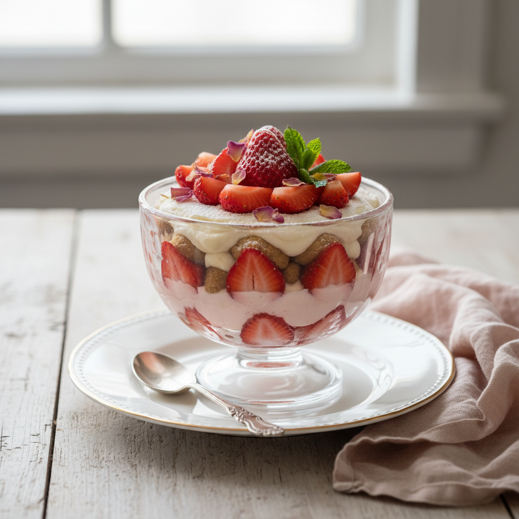 Photo de Recette d'un tiramisu aux fraises onctueux et estival