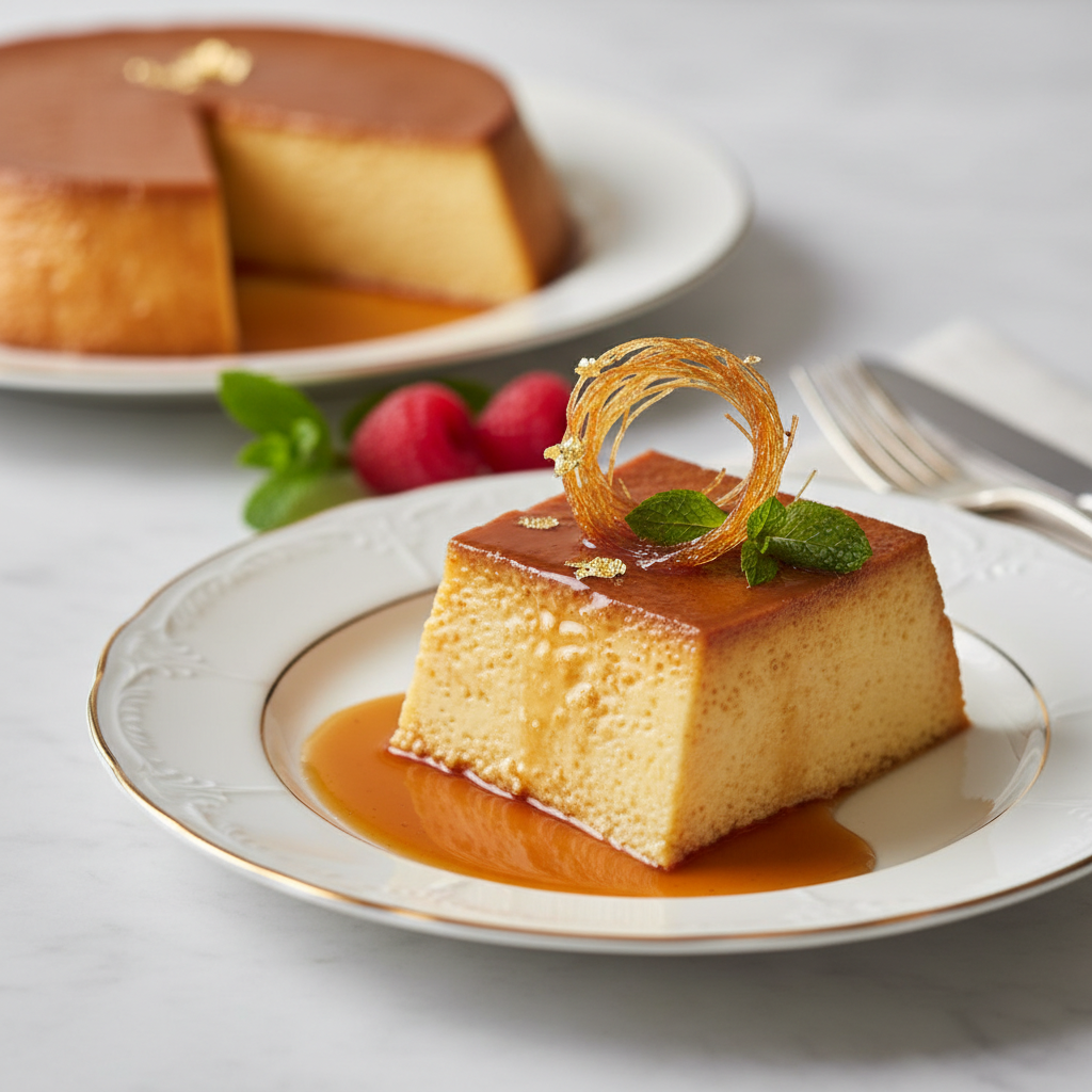 Photo de Recette du flan au caramel fondant et nappage ambré