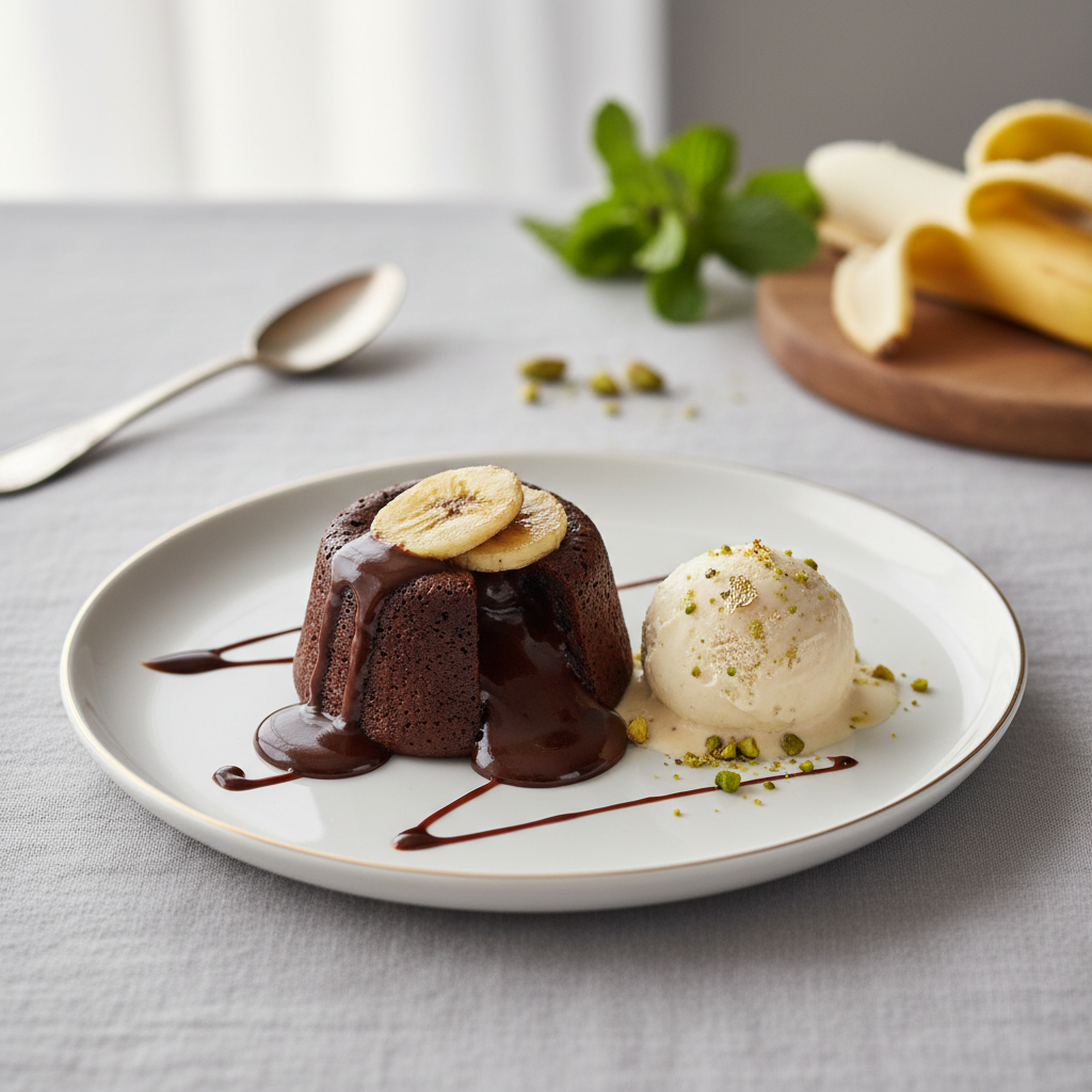 Photo de Recette de fondant banane chocolat au cœur coulant