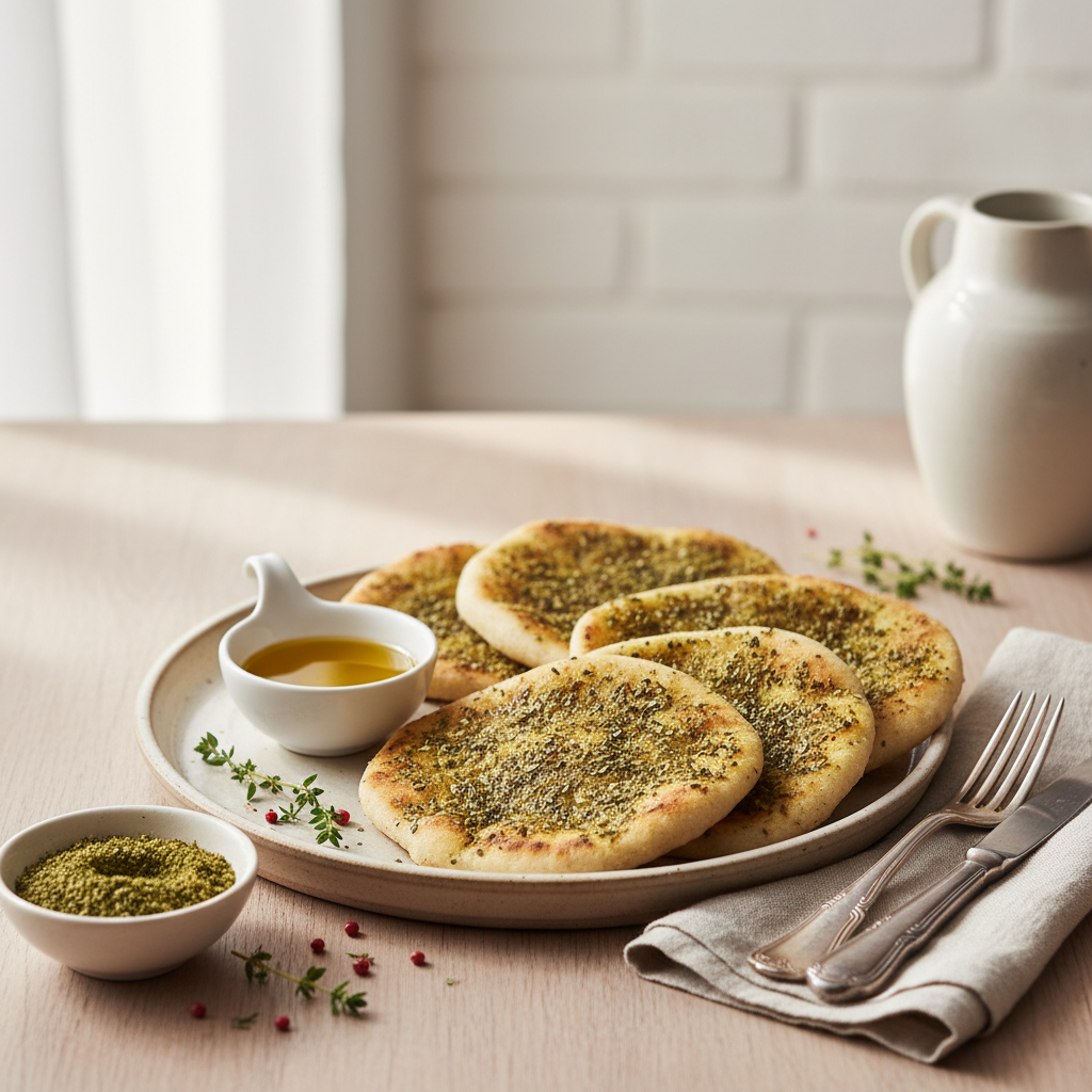 Photo de Recette de pain libanais au zaatar et huile d'olive