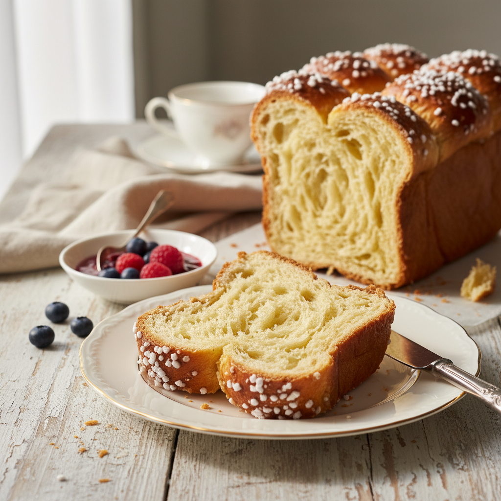 Photo de Recette de la brioche maison à la mie filante et moelleuse