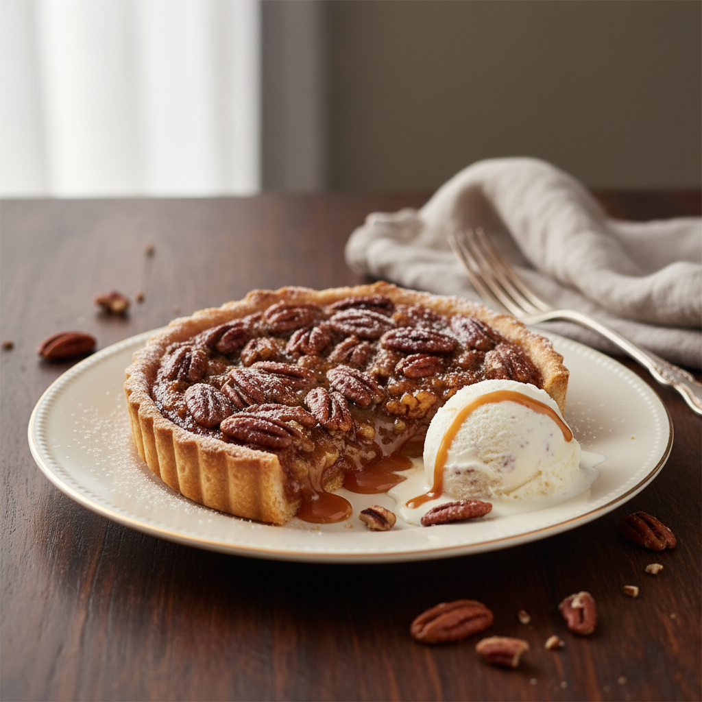 Photo de Recette de tarte aux noix caramélisées et fondantes