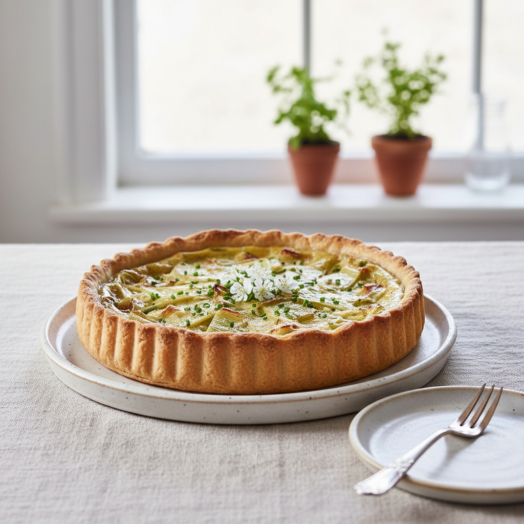 Photo de Recette de tarte aux poireaux fondante et sa pâte brisée