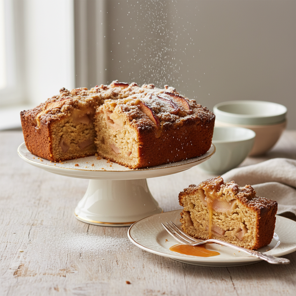 Photo de Recette de cake aux pommes à l'ancienne et au beurre salé