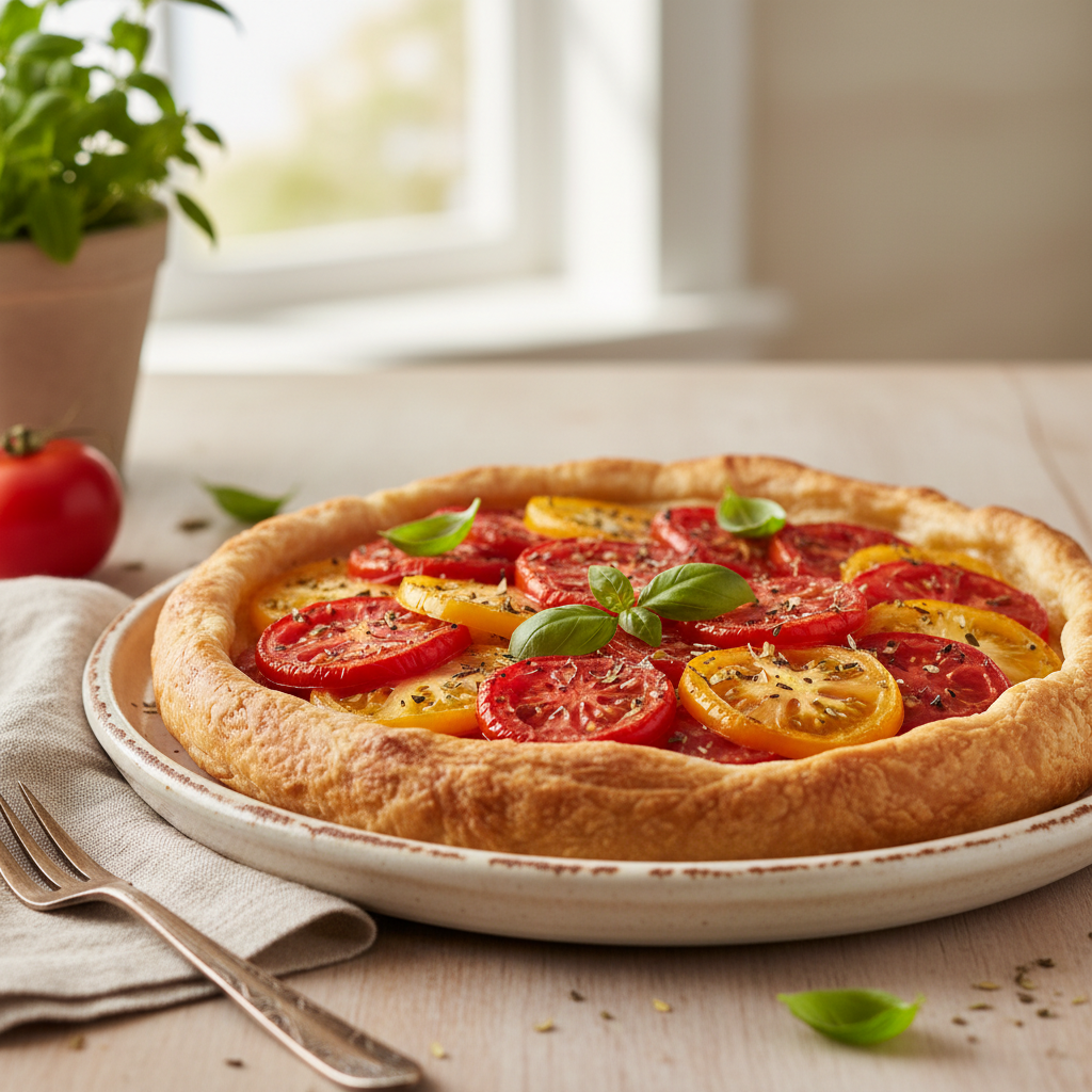 Photo de Recette de tarte à la tomate avec pâte brisée croustillante