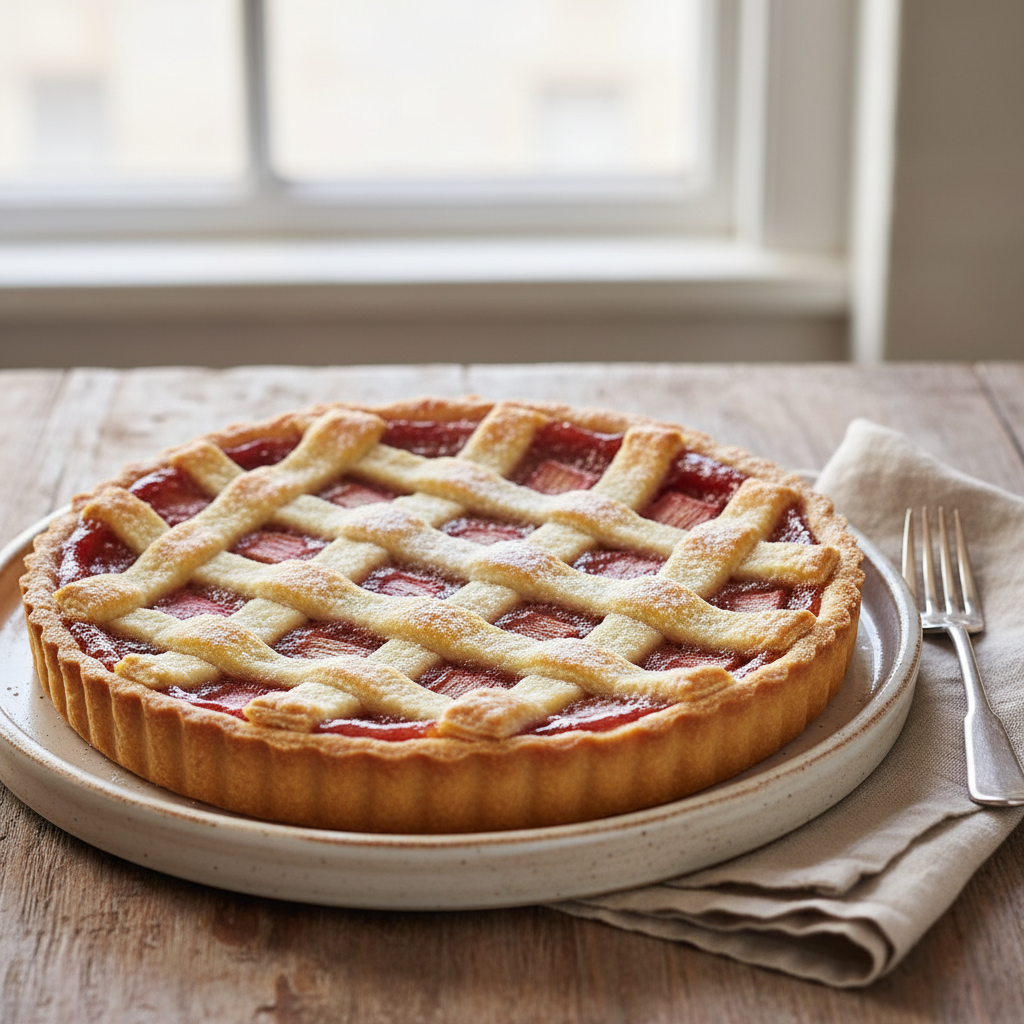 Photo de Recette de la tarte à la rhubarbe alsacienne traditionnelle