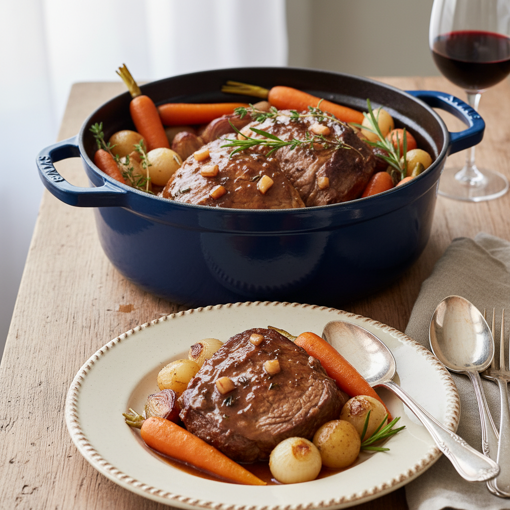 Photo de Recette de rôti de veau en cocotte tendre et fondant