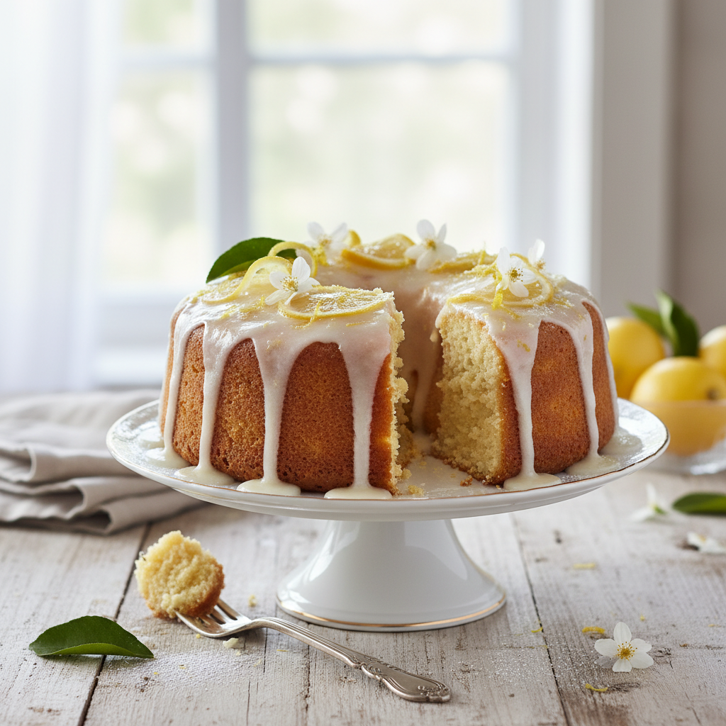 Photo de Recette de gâteau au citron moelleux et son glaçage acidulé