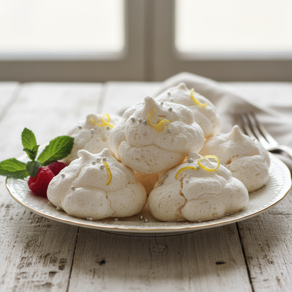 Photo de Recette de meringues blanches légères et fondantes