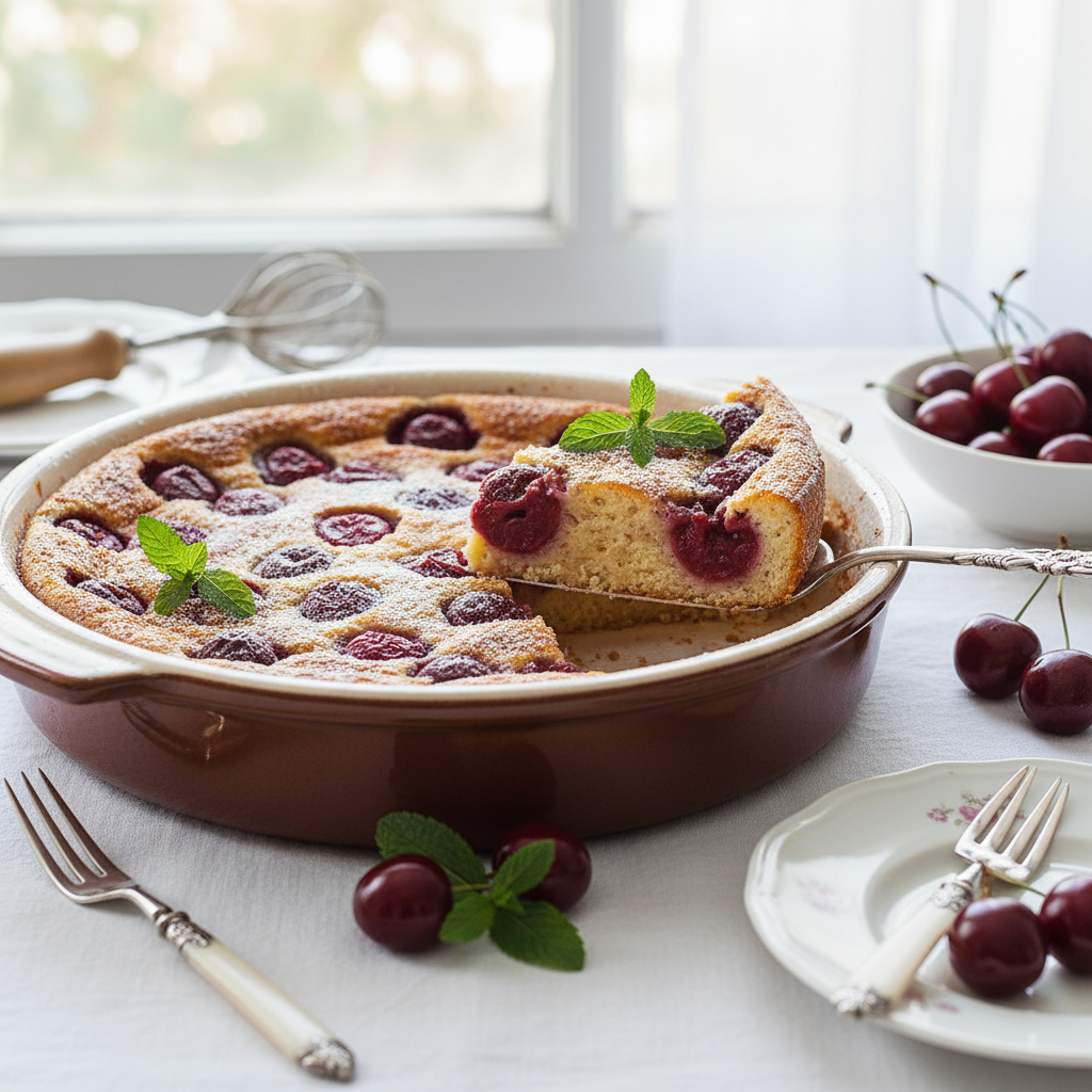 Photo de Recette de clafoutis aux cerises moelleux façon grand-mère