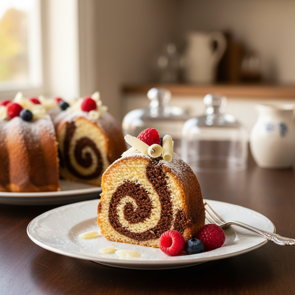 Photo de Recette de gâteau marbré ultra moelleux vanille chocolat