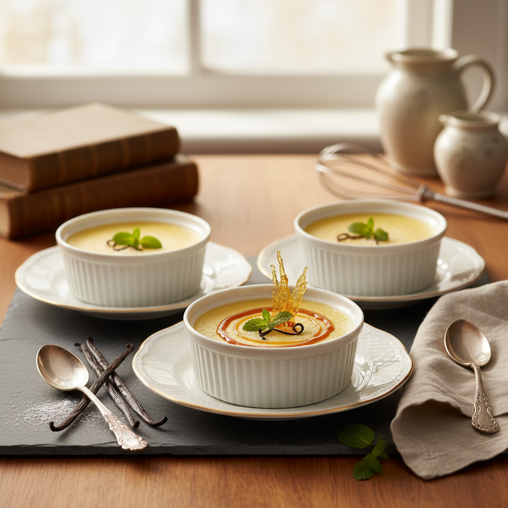 Photo de Recette de la crème aux œufs traditionnelle à la vanille