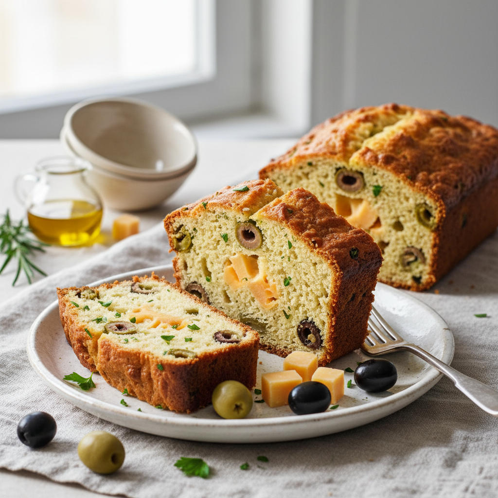 Photo de Recette de cake aux olives et emmental moelleux à souhait
