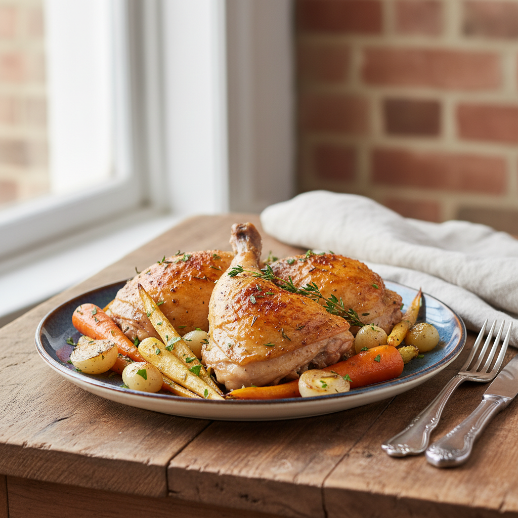 Photo de Recette des cuisses de poulet au four à la peau croustillante