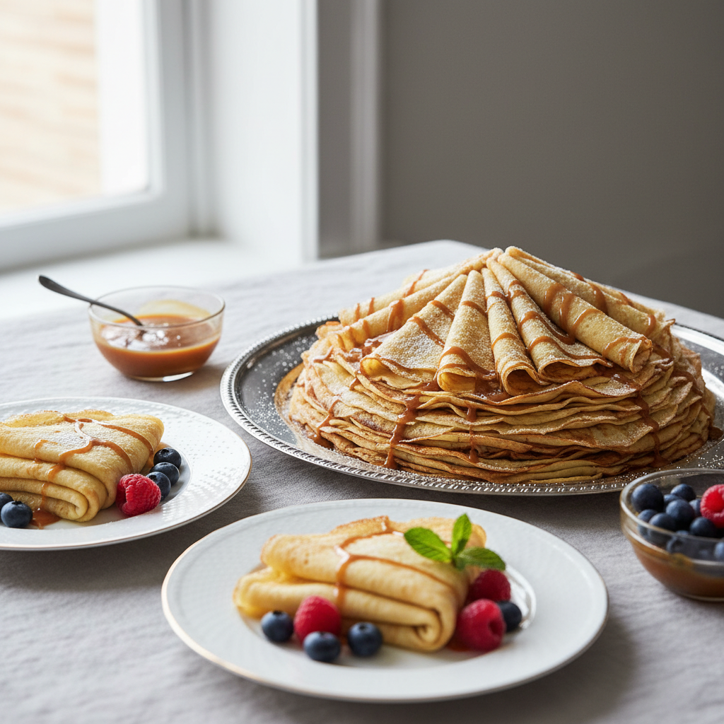 Photo de Recette de crêpes fines et fondantes pour trente personnes