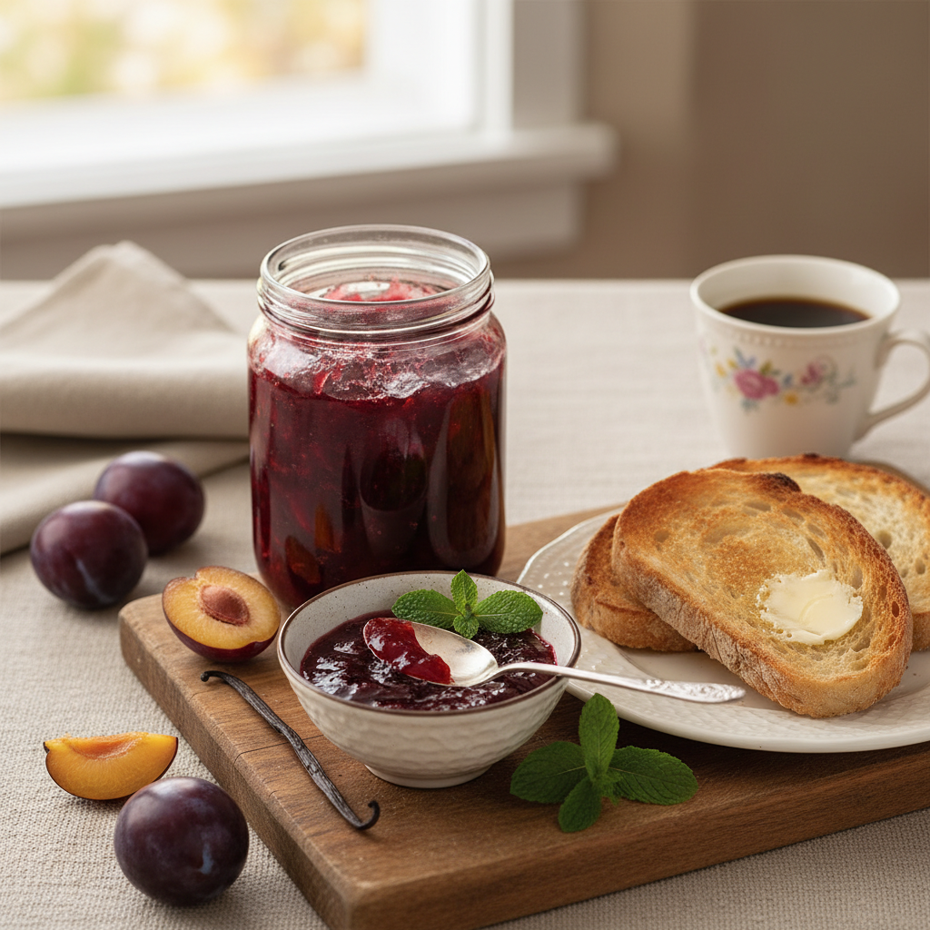 Photo de Recette de confiture de prunes à l'ancienne et vanille