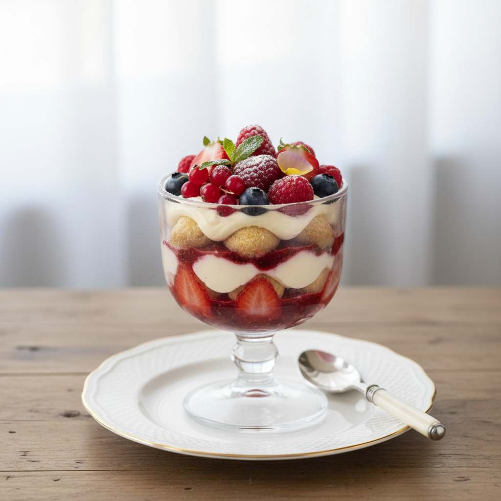 Photo de Recette de tiramisu aux fruits rouges frais et aérien
