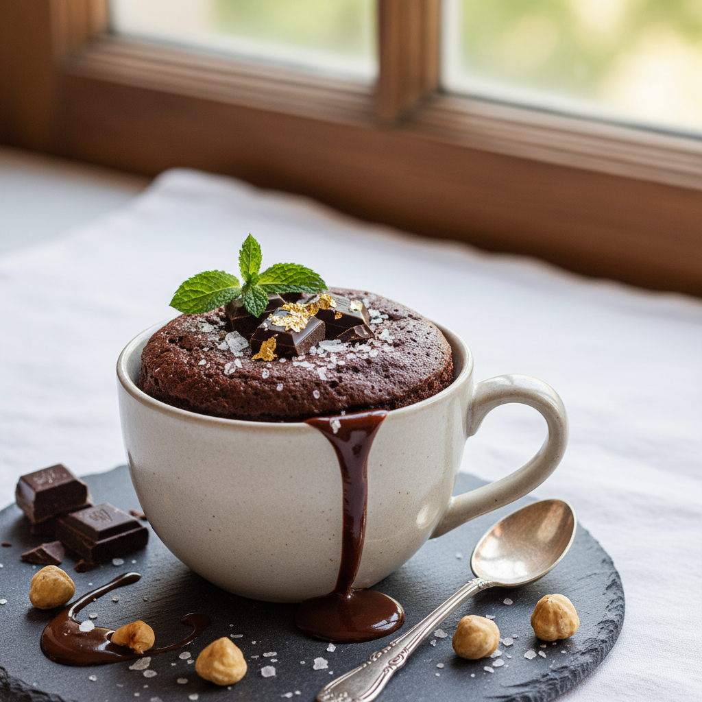 Photo de Recette du mug cake au chocolat noir et fleur de sel
