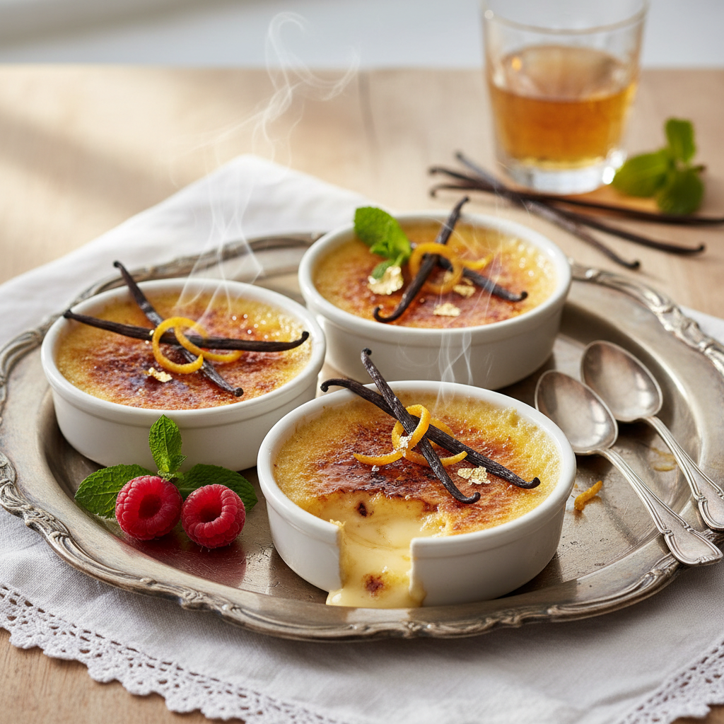 Photo de Recette de crème brûlée à la vanille bourbon fondante
